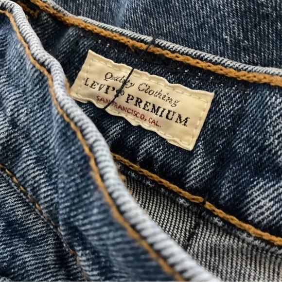 Levi's Wedgie Straight Jeans Sz 28 High Rise Button Fly Blue Womens Crop - Picture 10 of 11